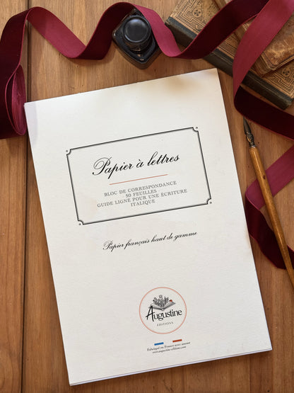 Bloc de papier à lettres haut de gamme - avec un guide d’écriture italique